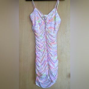 BP Pastel Abstract Ruched Dress